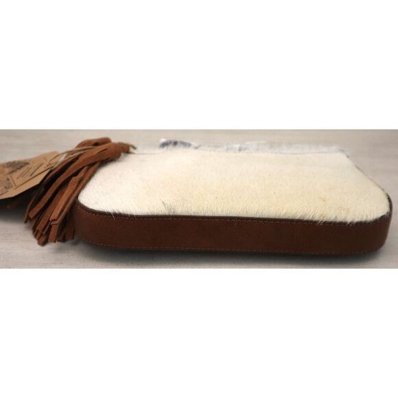 Catchfly Women's White Hair-On Convertible Tassel Leather Crossbody/Shoulder Bag - Picture 3 of 14